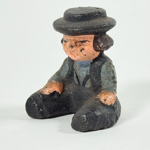 Vintage Cast Iron Amish Boy Girl Mini Figurines Rustic Primitive Decor - Picture 4 of 11